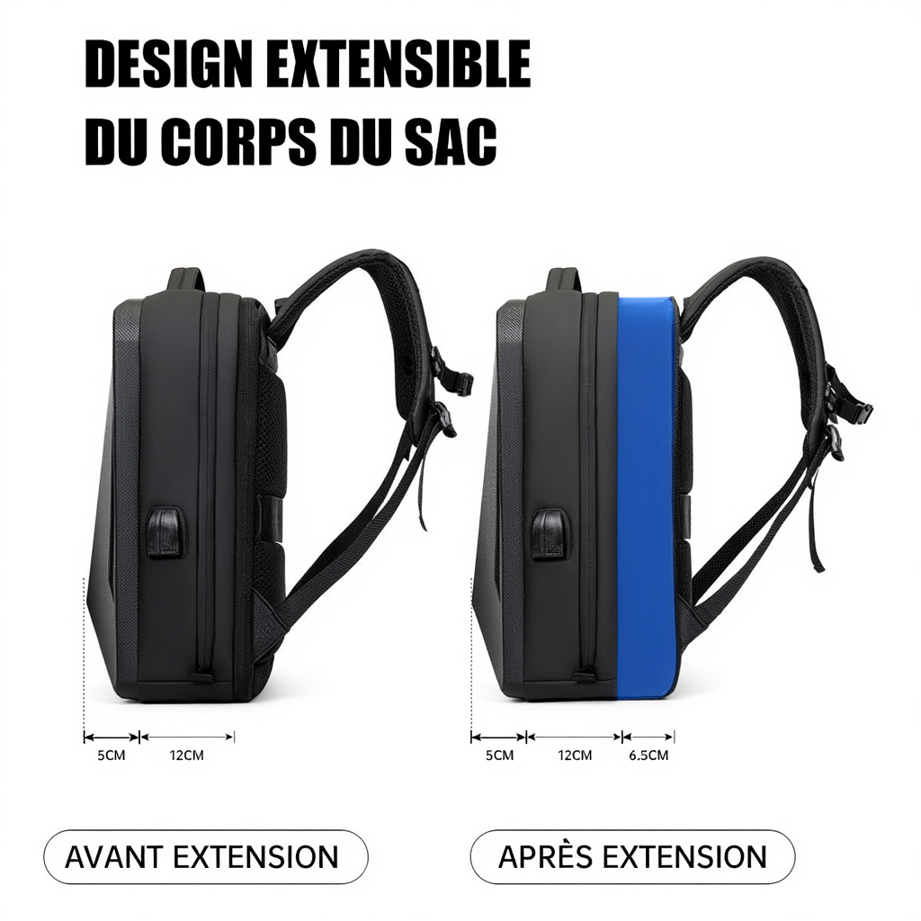 Sac à dos de voyage extensible 15–26L