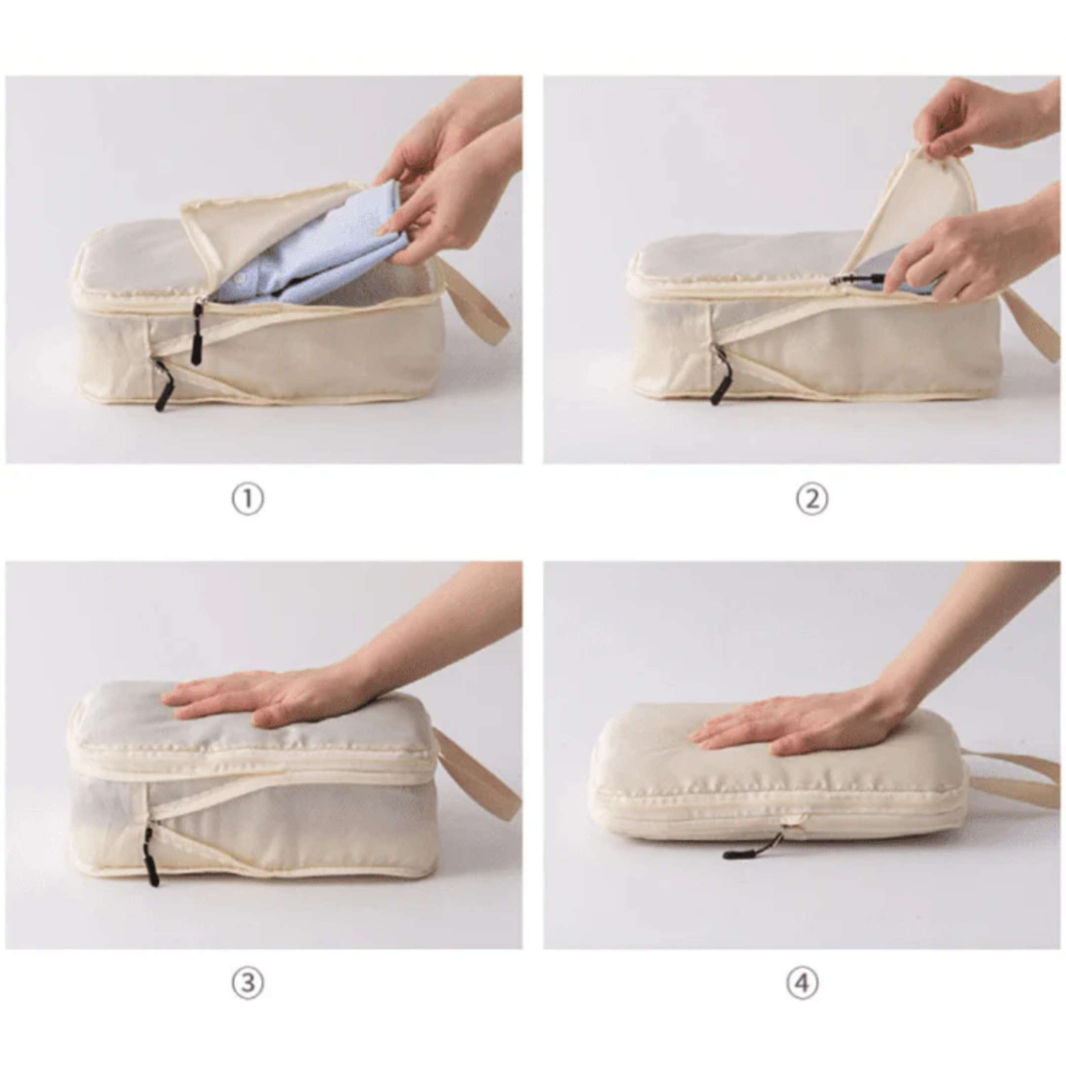 Sacs de rangement pour voyage à compression – Lot de 3 – Nylon