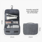 Trousse de toilette suspendue 4L – Nylon 600D – Poche PVC Escale & Voyage